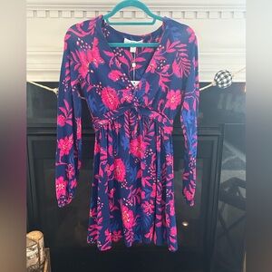 Lilly Pulitzer Blue Romper with Pink Floral Design